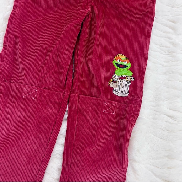 Sesame Street Oscar Burgundy Overalls - Picture 3 of 6